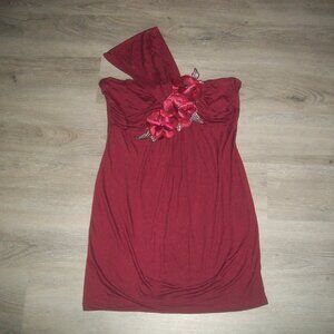 womens one shoulder top.flowers.beaded.size medium. "MANDEE"